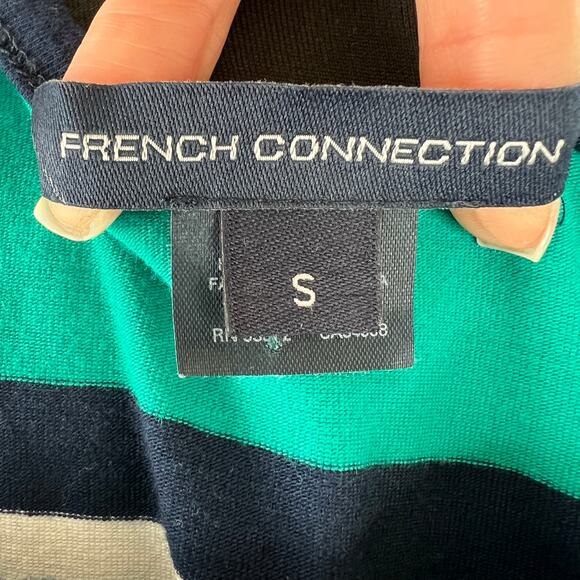 French Connection Striped Tank Top Teal Blue Green Black Yellow Size S Small - Picture 7 of 9